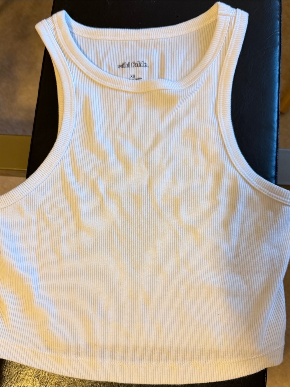 wild fable White Ribbed High-Neck Crop Tank
